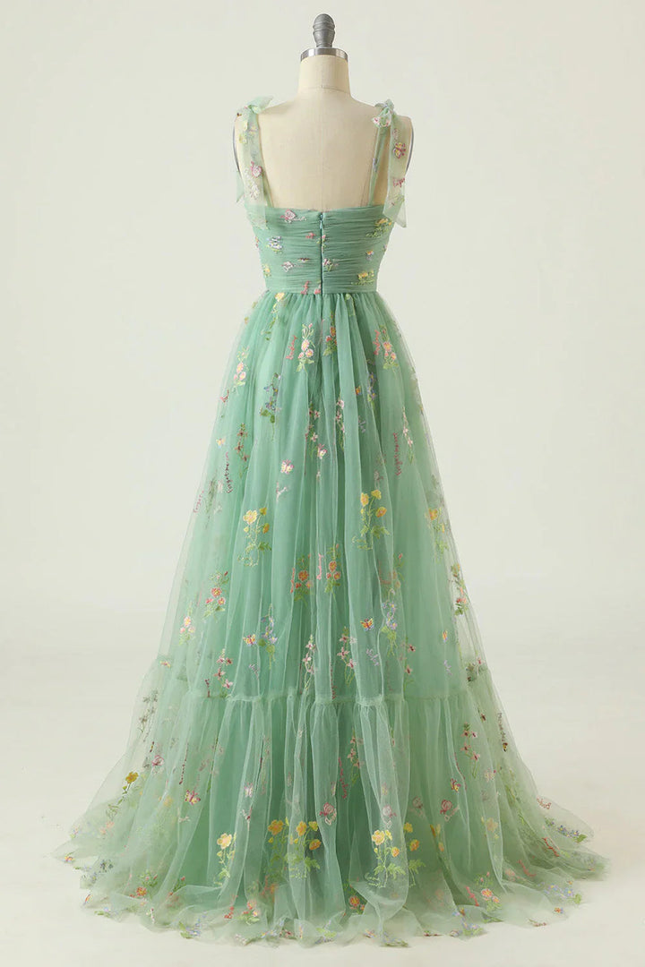 Avondjurk Maxi voor Dames Met Bloemenprint En Tule