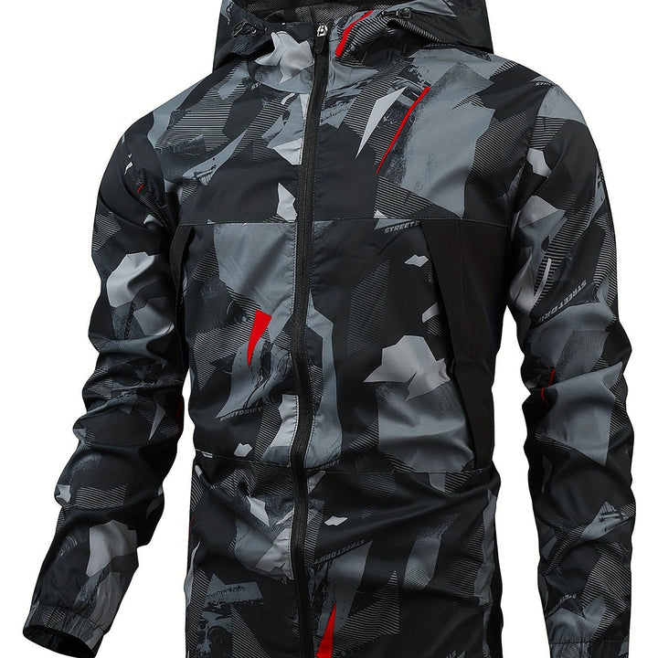 Tom | Kleurblok gehoodiede zip-up jas voor heren