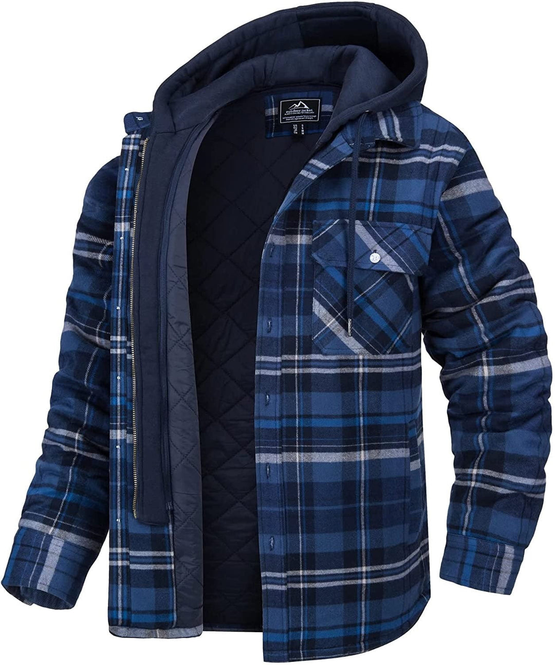 Heren Hooded Geruite Winterjas met Knopen Voor