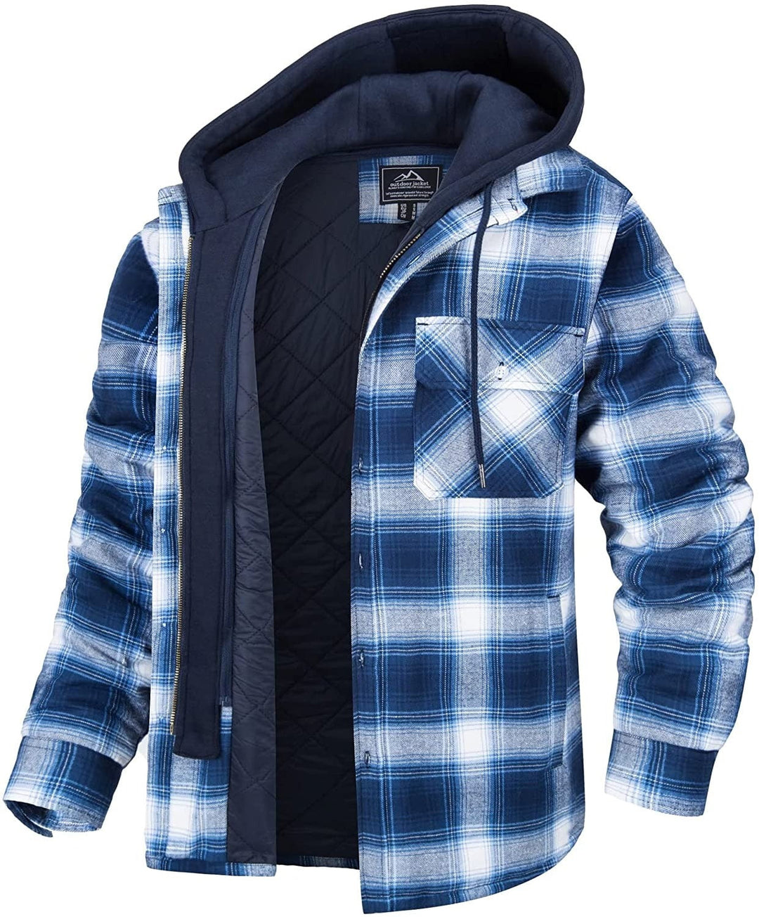 Heren Hooded Geruite Winterjas met Knopen Voor