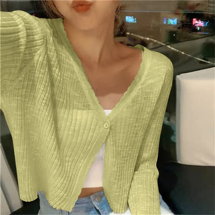 Dames Lichtgewicht Geribbelde Knit Button-Up Cardigan Trui