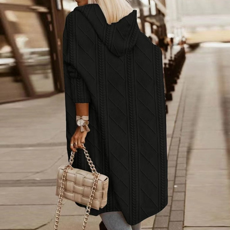 FAITH – LANG HOODED BREI CARDIGAN