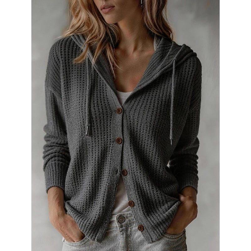 Frances | Gewatteerde Cardigan met Knopen en Kap