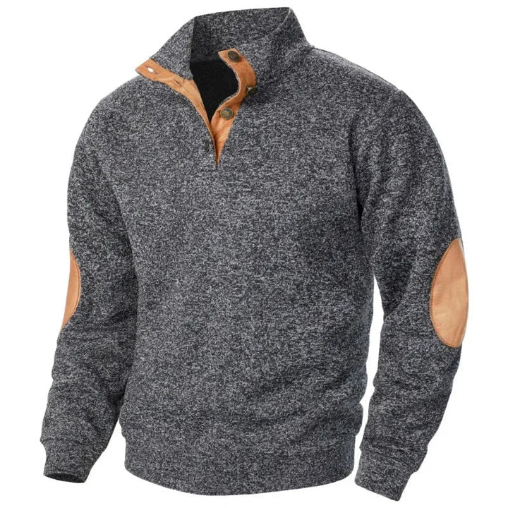 Van Dal | Heren Cozy Button-Neck Sweatshirt met Suède Accenten