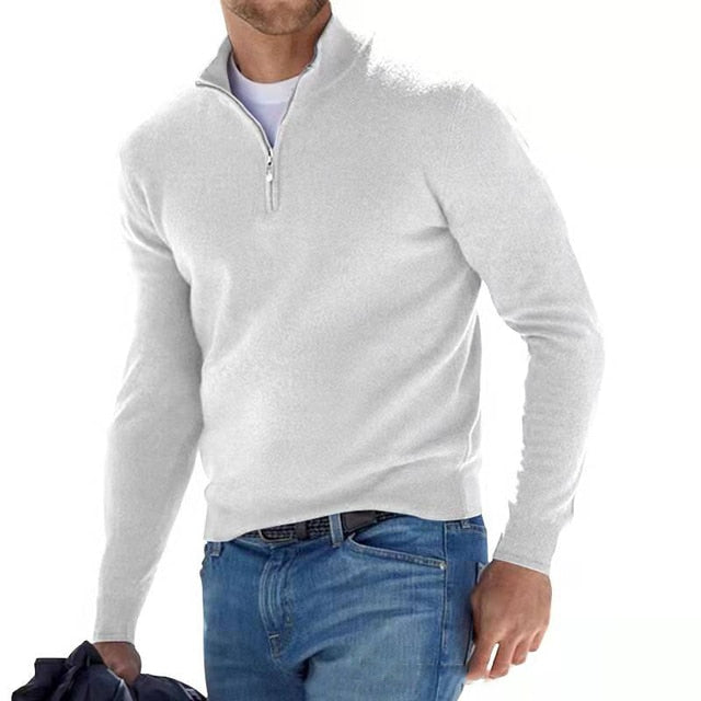 Heren Mock Neck Zip Sweater