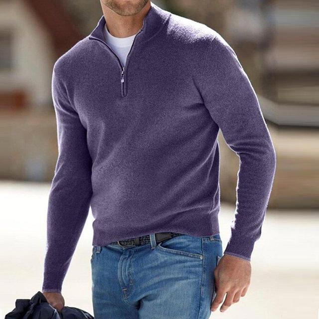 Heren Mock Neck Zip Sweater