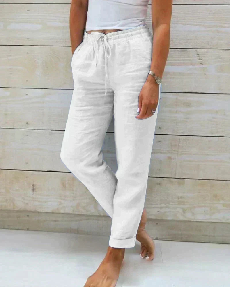 Van Dal | Dames Relaxed Fit Linnen Trekbroek