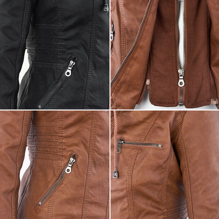 Van Dal | Dames Hooded Faux Leather Moto Jast