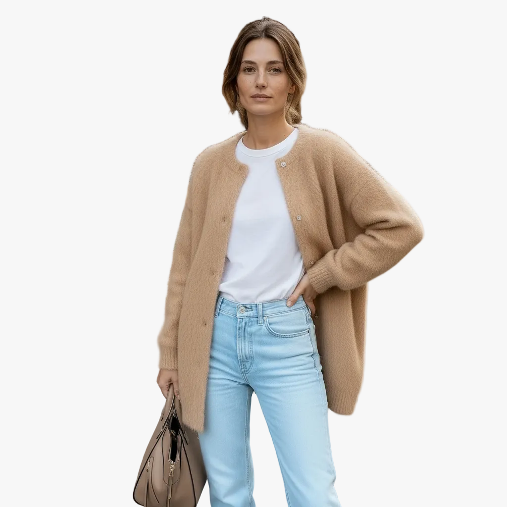 Dames Acrylmix Cardigan met Knopen en Zakken