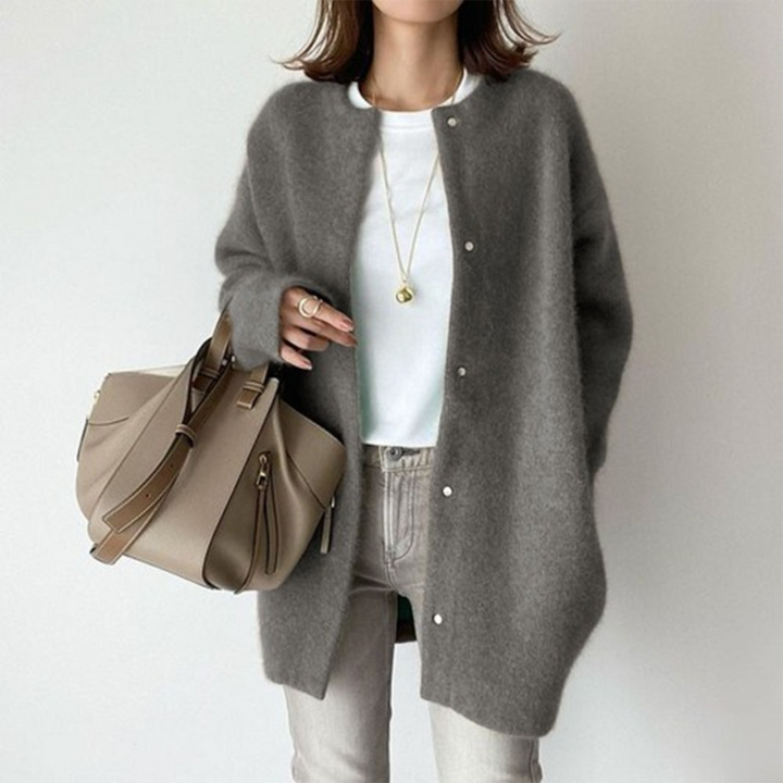 Dames Acrylmix Cardigan met Knopen en Zakken