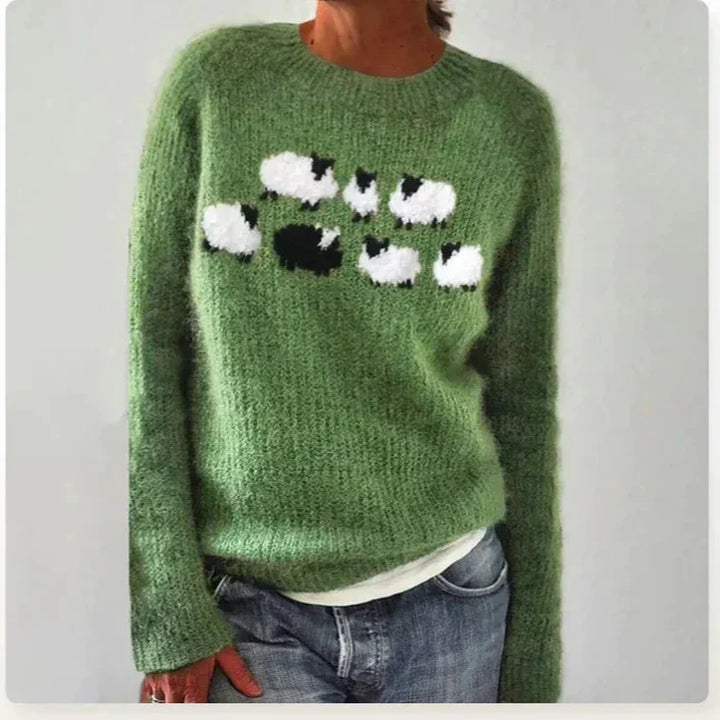Dames Casual Acryl Trui met Bootnek en Noordse Yoke