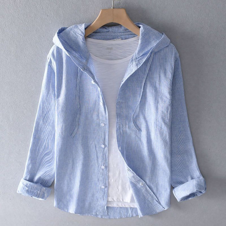 Dames Casual Linnen Shirt met Kap en Knopenfront