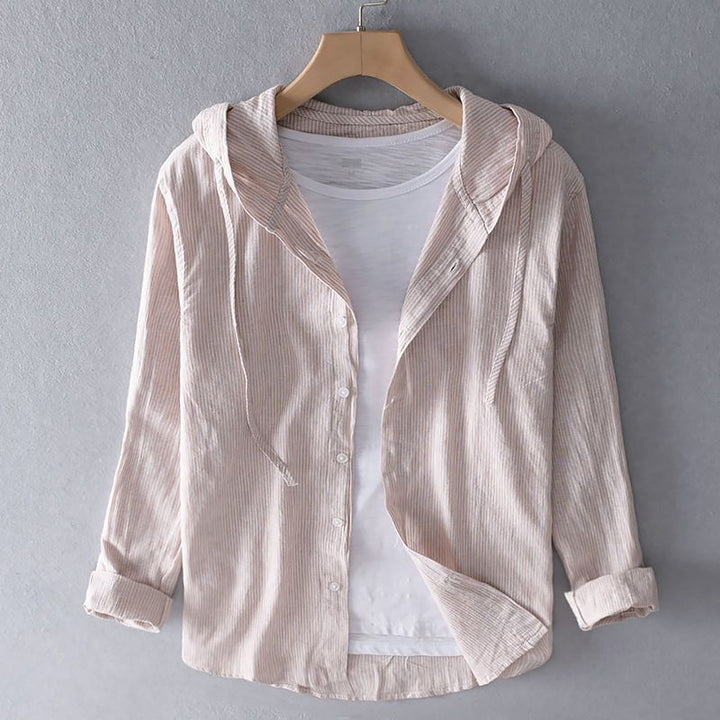 Dames Casual Linnen Shirt met Kap en Knopenfront