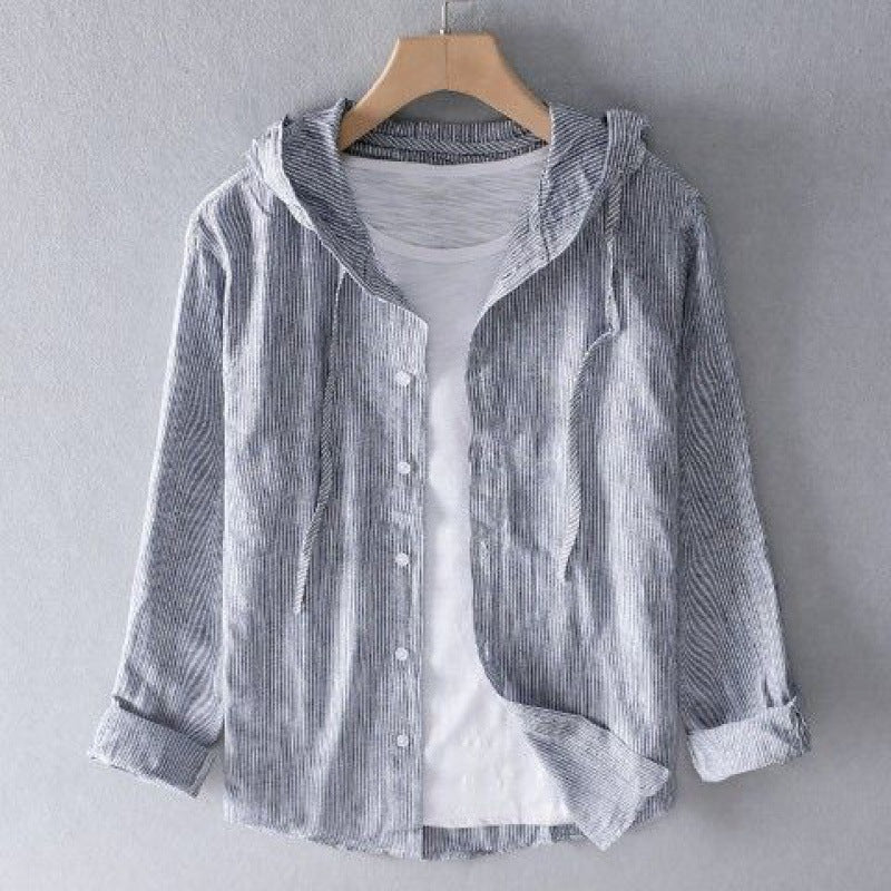 Dames Casual Linnen Shirt met Kap en Knopenfront