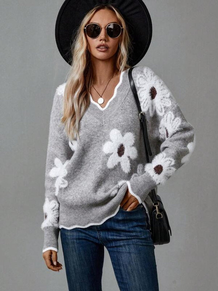 Camila | Dames V-hals lange mouwenpullover