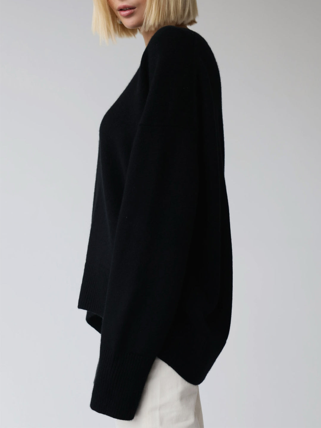 Dames Gebreide Pullover Trui met Ronde Hals en Rib Trim