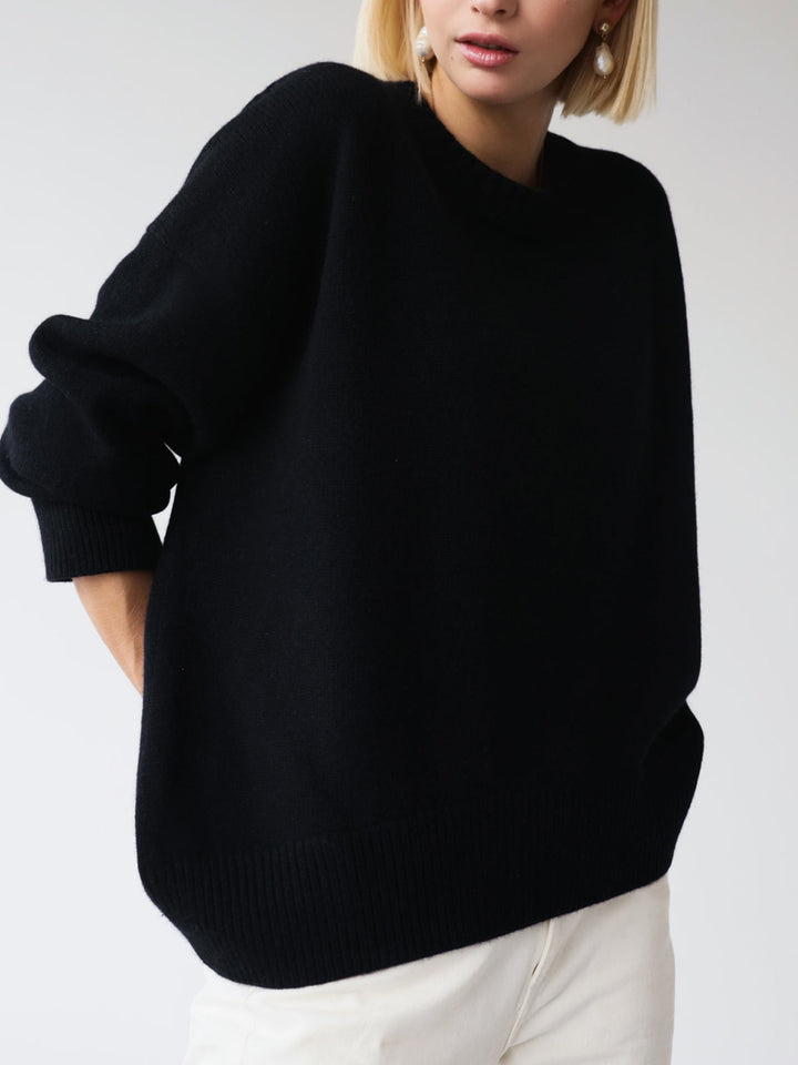 Dames Gebreide Pullover Trui met Ronde Hals en Rib Trim
