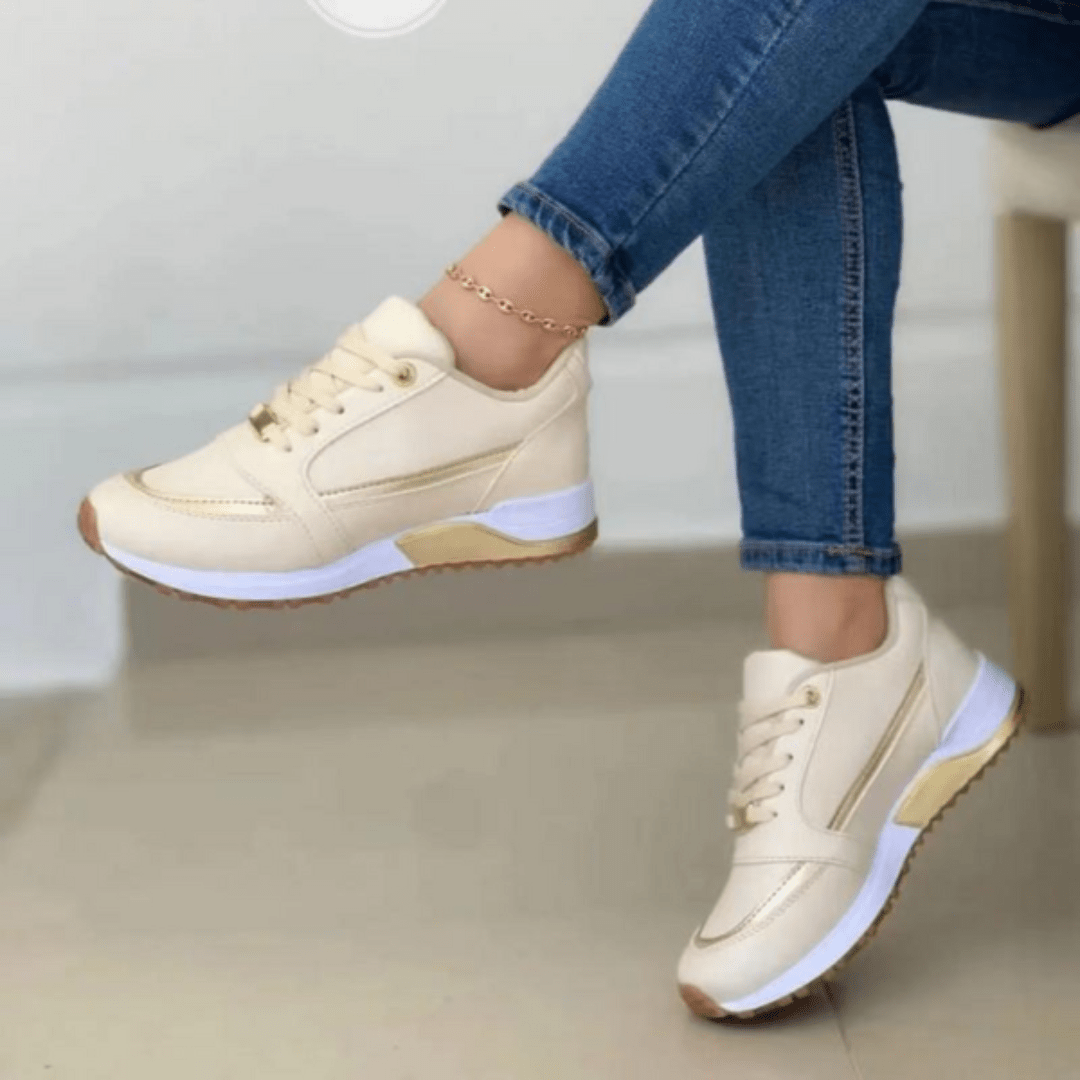 Comfortabele Dames Sneakers met Veters en Dikke Zool