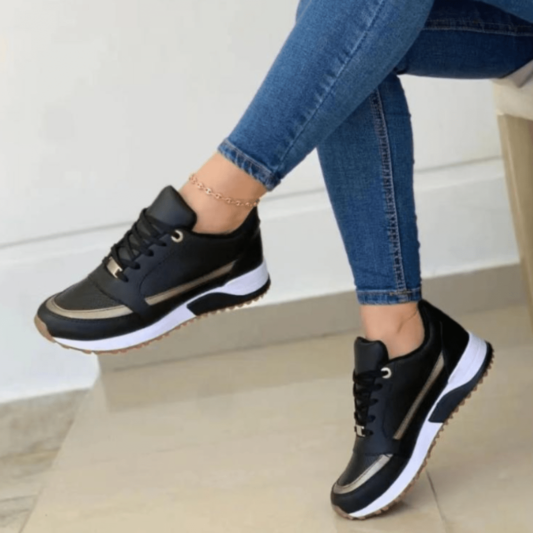 Comfortabele Dames Sneakers met Veters en Dikke Zool
