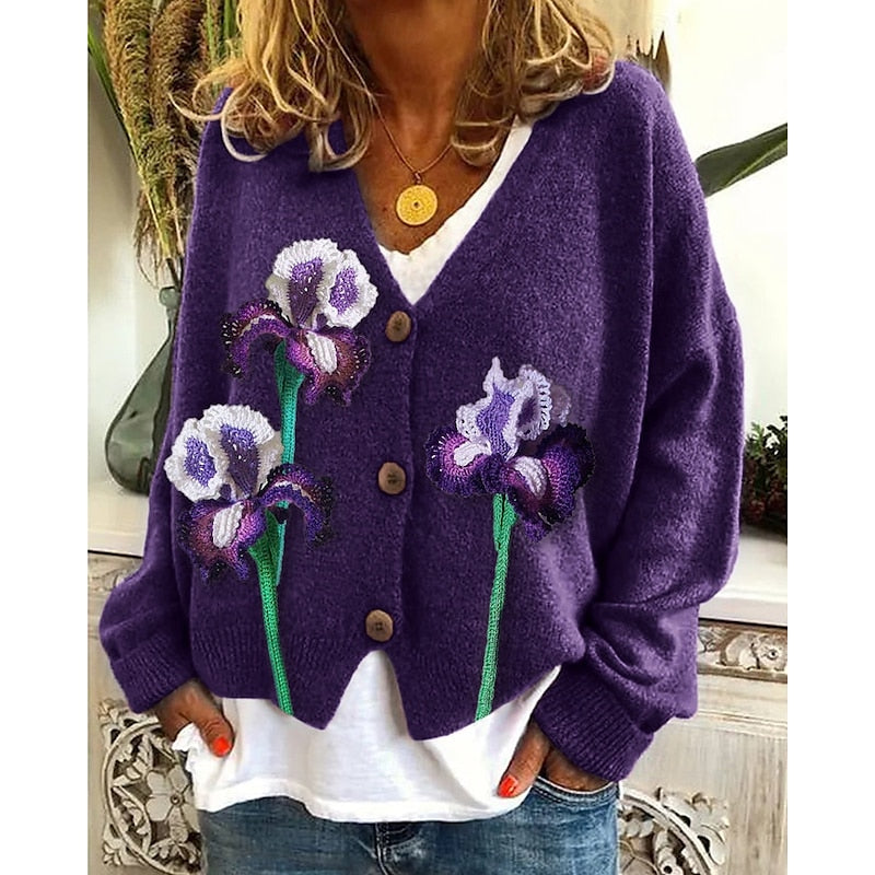 Hazel | Bloemige Open-Front Cardigan